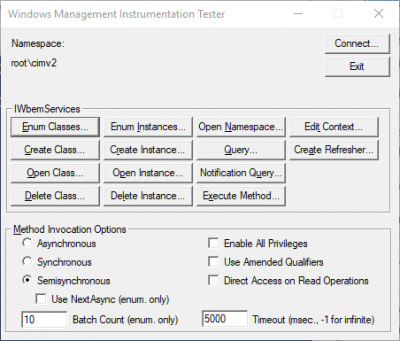 WBEMTEST GUI Console